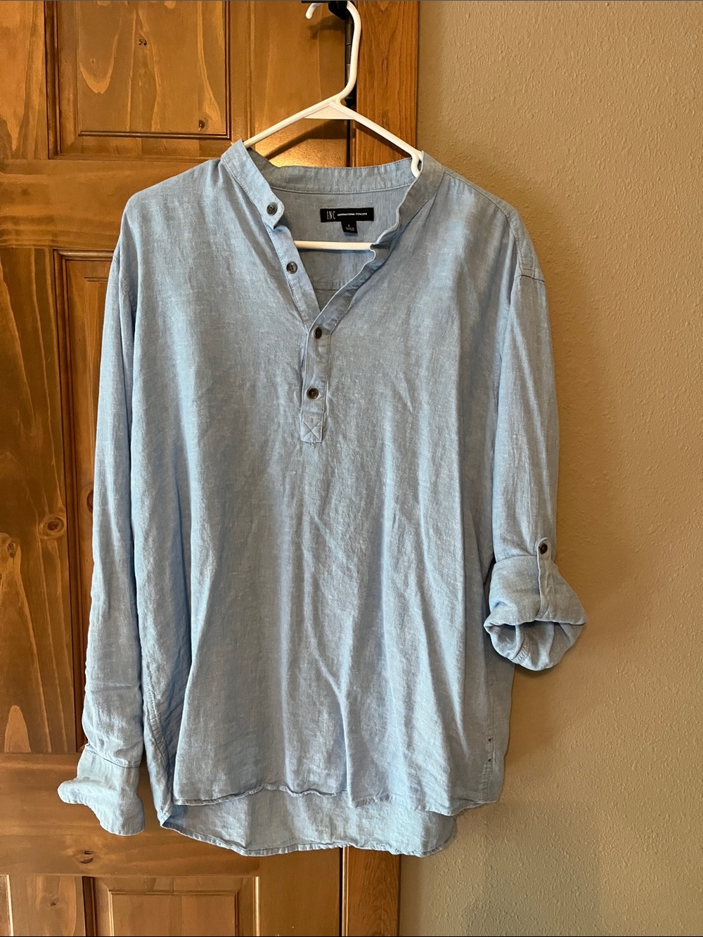 INC International Concepts Light Blue Long-Sleeve Henley